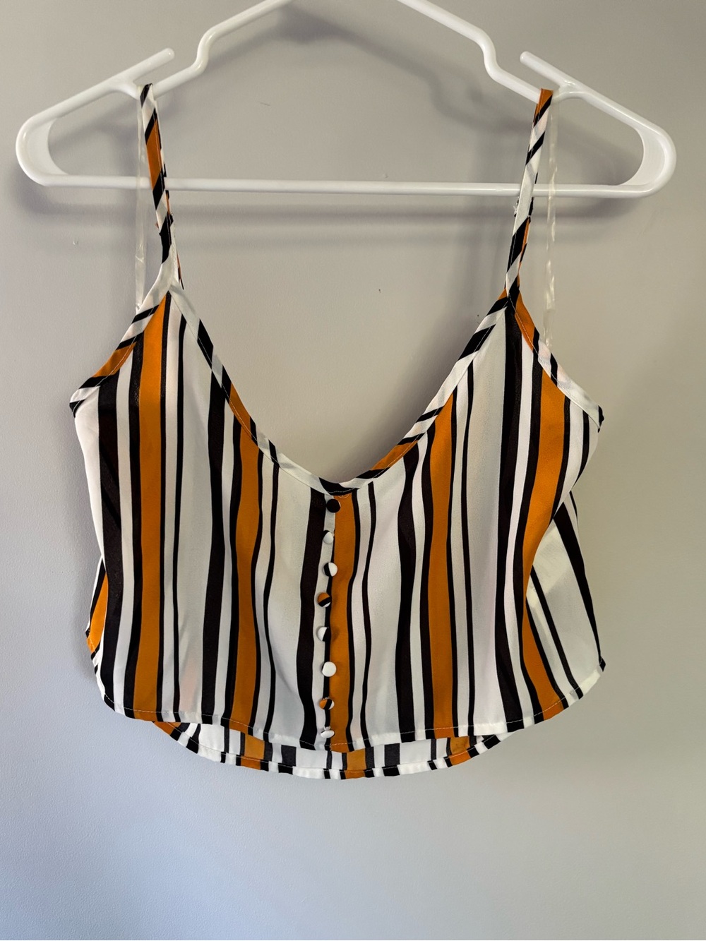 ReVamped Striped Button-Front Cropped Cami
